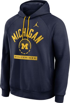 Nike Jordan Mens Michigan Courtside Jordan Brand Dri-FIT College Pullover Hoodie in Blue | 0JEJCNAMMWN-USU