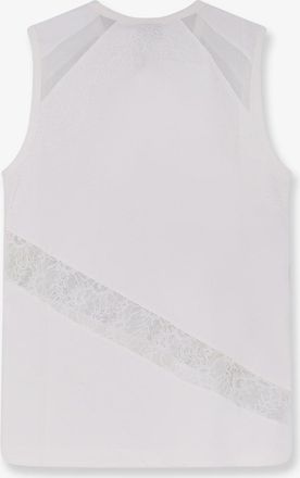 Pinko Womens Cotton Tank Top With Lace Inserts White T-Shirts & Jerseys