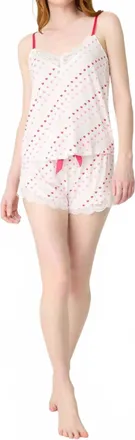 PJ Salvage Womens Day Dreams Heart Modal Short Pj Set In White