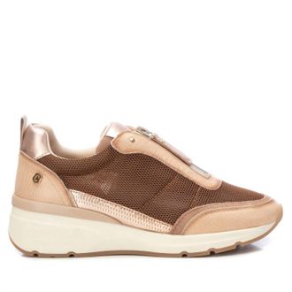 Xti Womens Leather Trainers Sneakers In Beige