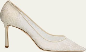 Jimmy Choo London 85mm Romy Lace Pointed-Toe Pumps