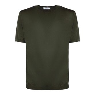 KANGRA Round-neck Knitwear, male, Green, Size: 3XL Silk and Cotton Knit T-shirt