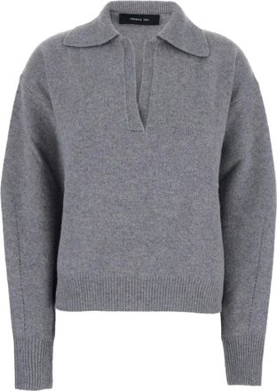 Federica Tosi Truien & Vesten, Dames, Grijs, XS, Wol, Grijze Ballonmouw Polo Sweater
