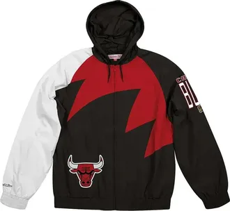 Mitchell & Ness Shark Tooth Chicago Bulls Jacket Black Red BA57PH-CBU-K-FLR