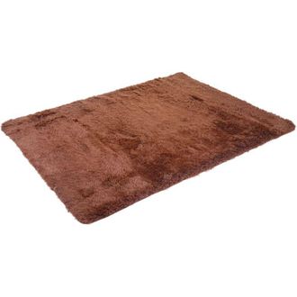 Hhg Tappeto a pelo lungo shaggy HHG 274 antiscivolo tessuto 140x200cm marrone scuro