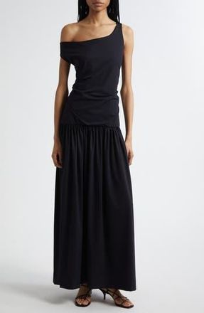 R&oacute;he One-Shoulder Scuba Knit Maxi Dress in Black at Nordstrom Rack, Size 6 Us / 38 Eu