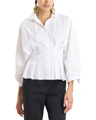 Natori Techno Poplin Pleated Shirt