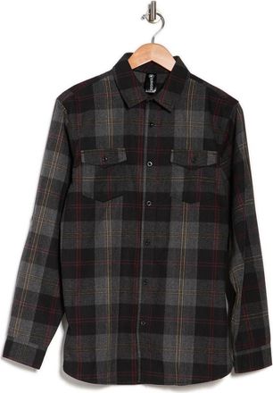 Burnside Plaid Flannel Shirt in Black/steel at Nordstrom Rack, Size Xx-Large