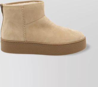Hogan shearling round toe ankle boots