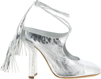 Dries Van Noten Silver Lamb Leather High Heel Womens Pumps