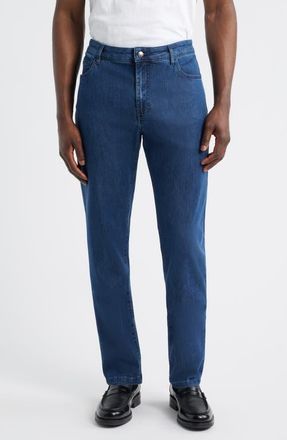 Canali Comfort Straight Leg Jeans in Blue at Nordstrom, Size 48