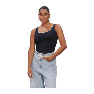 Nukus Nukus - Nukus Dames Juba Singlet Donkerblauw - Maat S - Dames - Tops - Blauw - Maat: S Katoen