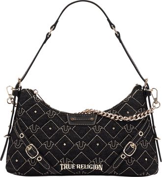 True Religion Studded Denim Chain Shoulder Bag