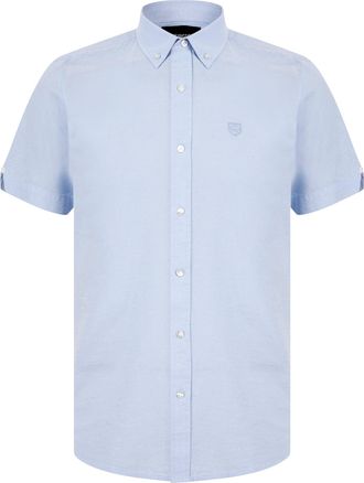 Kensington Eastside Mens Fetlock Short Sleeve Oxford Cotton Shirt Sky Blue