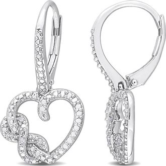 Delmar Sterling Silver Cubic Zirconia Infinity Heart Earrings in White at Nordstrom Rack