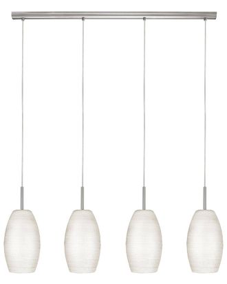 Eglo Eglo Batista 1 4 Light Linear Pendant With Matte Nickel Finish & White Glass Shades