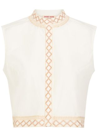 Emporio Sirenuse Andorra Embroidered Cotton-blend top - White - 42 (UK10 / S)