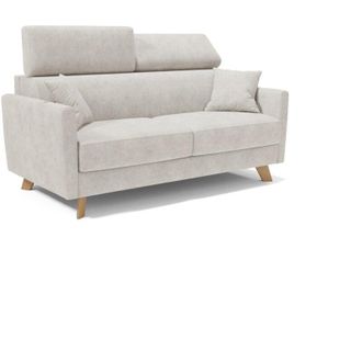Divani.Store Francy Divano letto matrimoniale con poggiatesta regolabili in tessuto impermeabile e smacchiabile T17 200 cm (mat. 160x197) bianco