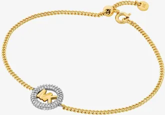 Michael Kors Pav&eacute; and Logo Charm Two-Tone Slider Bracelet