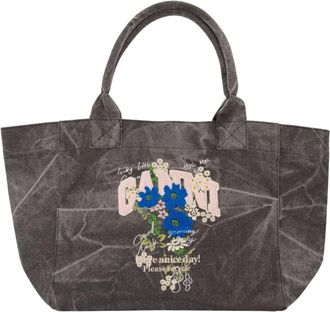 Ganni Medium Trapeze Shopper Bag - Dames - Shoppers - Grijs - ONE Size - Katoen - Tassen