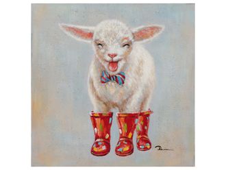 Schubiger M&ouml;bel Bild Lamm in Roten Gummistiefeln