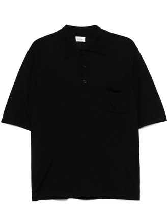 Saint Laurent logo-embroidered polo shirt - Black