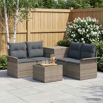 vidaXL Vidaxl Set Di Divani 6 Pz 4-numero Di Posti Grigio E Grigio Scuro