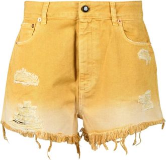 Semicouture Shorts - Dames - Denim shorts - Geel - W28 - Katoen - Korte Broeken