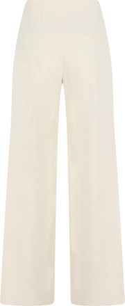 Veronica Beard Womens Trousers Wide-Leg Ecru Cotton