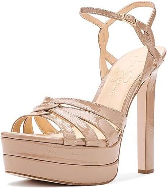 Jessica Simpson Itzari Double Platform Heeled Sandals Womens Sandals Chai Latte : 7.5 M, Faux Leather