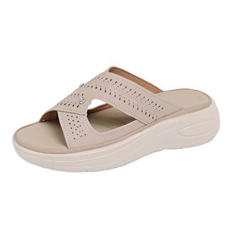 Generic Ladies Wedge Sandals Open Toe Slip On Shoes Hollow Thick Sole Stylish Casual Comfortable Breathable Orthopedic Sandals Walking Beach