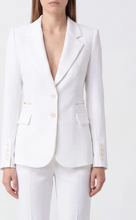 Elisabetta Franchi Blazer corto monopetto con rever a lancia e vestibilit&agrave; slim