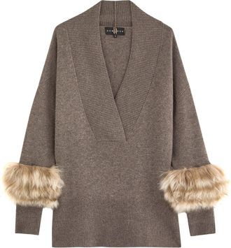 Dom Goor London Shearling-trimmed Wool-blend Jumper - Brown - 12 (UK12 / M)