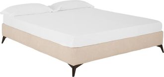 Deco Wood Base tapizada de bouclé beige para colchón 200x200cm