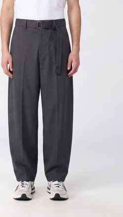 sacai Pantaloni wide leg in misto lana con cintura regolabile in vita