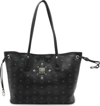 MCM Mcm Visetos Black Gray Pvc Leather Shoulder Bag Tote Bag (Pre-Owned)