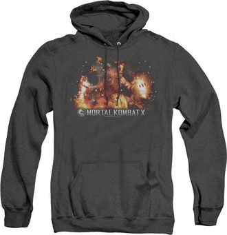 Gildan Mortal Kombat X Scorpio Flames Adult Heather Hoodie / Hooded Sweatshirt