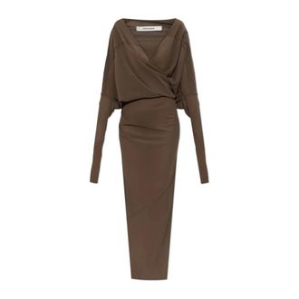 Entire studios Draped Dress - Dames - Maxi kleedjes - Bruin - S - Polyester - Kleedjes