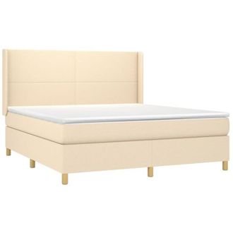 vidaXL Vidaxl - Cama Box Spring Colch&oacute;n Y Luces Led Tela Crema 160x200 Cm