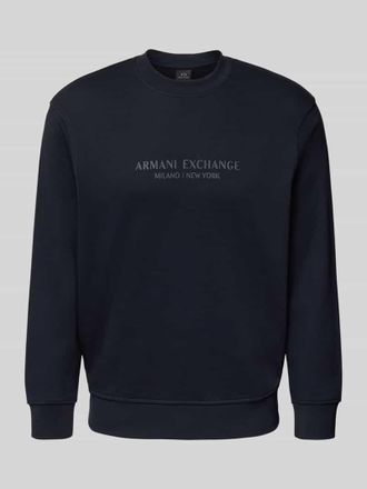 A|X Armani Exchange Sweatshirt mit Label-Print und Rundhalsausschnitt in Marine, Gr&ouml;&szlig;e XL
