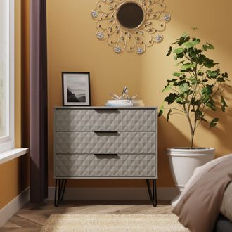Lewis's Harlequin 3 Drawer Chest in Dusk Grey - Ready Assembled - Lewiss Home | TJ Hughes