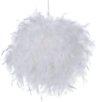 Beliani Lámpara colgante plumas blanco