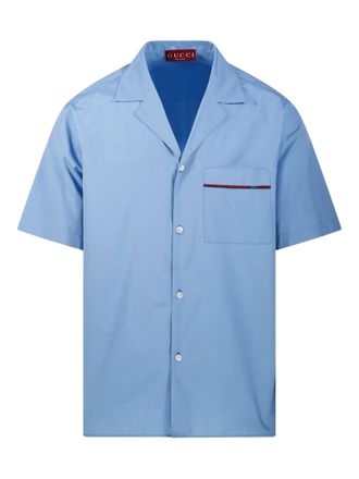 Gucci Web-trim cotton shirt - Blue