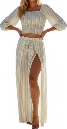Peixoto Resort-Wear Wide Leg Pant & Crop Top Set In Coastal Sunset Stripe