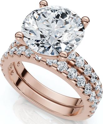 Pompeii3 Certified 3 1/2Ct Diamond Engagement Matching Wedding Rings 14k Gold Lab Grown