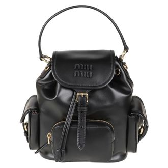Miu Miu Tassen, Dames, Zwart, ONE Size, Leer, Leren Rugzak