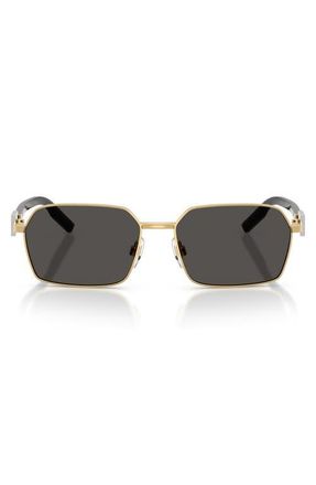 Dolce & Gabbana 56mm Rectangular Sunglasses in Gold /Dark Grey at Nordstrom