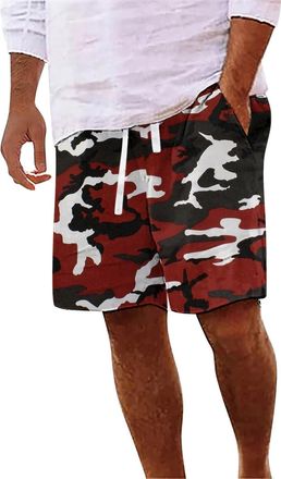 Generic Camo Shorts Mens Beaching Short Breathable Lightweight Trunks Quick-Drying Elasticated Waist Halfpants with Pocket Loose Fit Drawstring Short Summer H