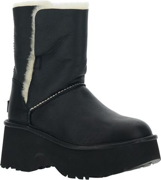 UGG Womens Black Ankle Boots With Fur Detailing Twinface