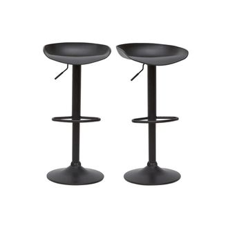 Miliboo Taburetes De Bar Regulables Modernos Negros A65 Cm (lote De 2) Pebble